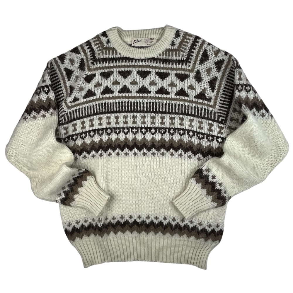 Vintage Fair Isle Nordic Pattern Cozy Sweater w/ Raglan Sleeve by Zellers